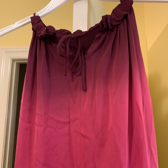VINCE pink magenta ombré Silk slip dress XS pleats - Picture 3 of 4
